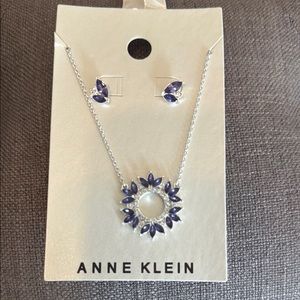 NWT! Anne Klein Purple and rhinestone necklace and earrings